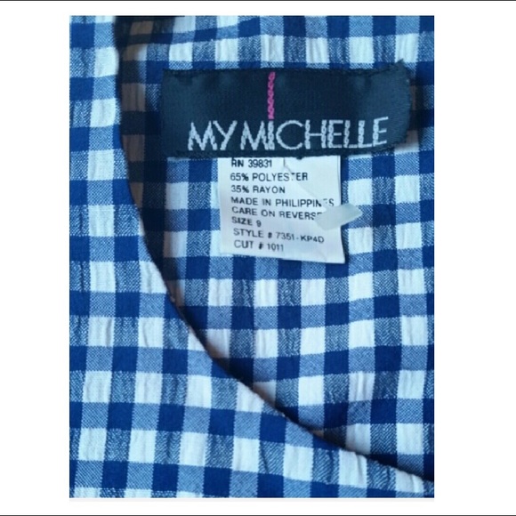 NWT Vtg 90’s Checkered Print Sheath Dress Blue - Picture 3 of 8